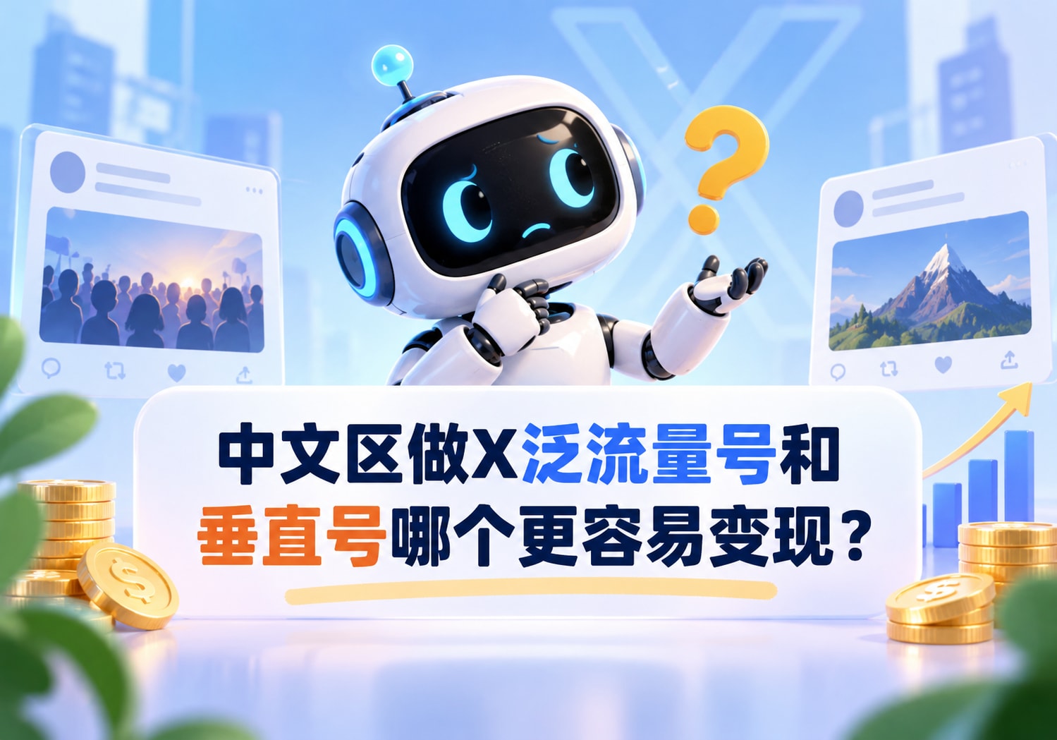 中文区做X泛流量号和垂直号哪个更容易变现？