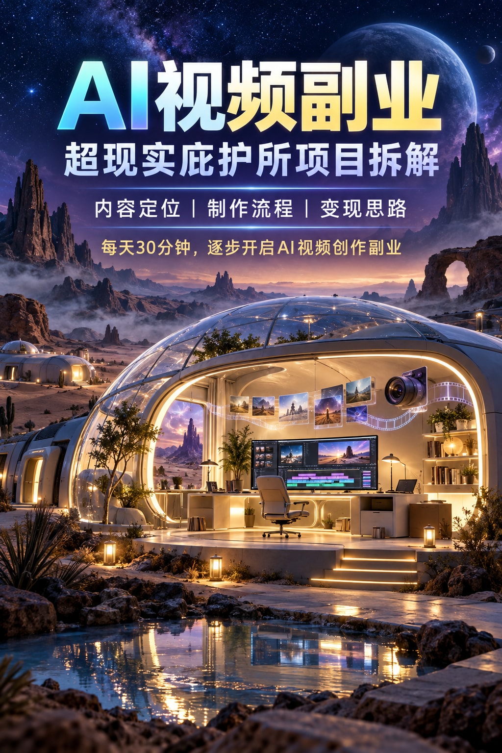 超现实庇护所AI视频项目拆解，零成本小白轻松上手，每天30分钟搞副业