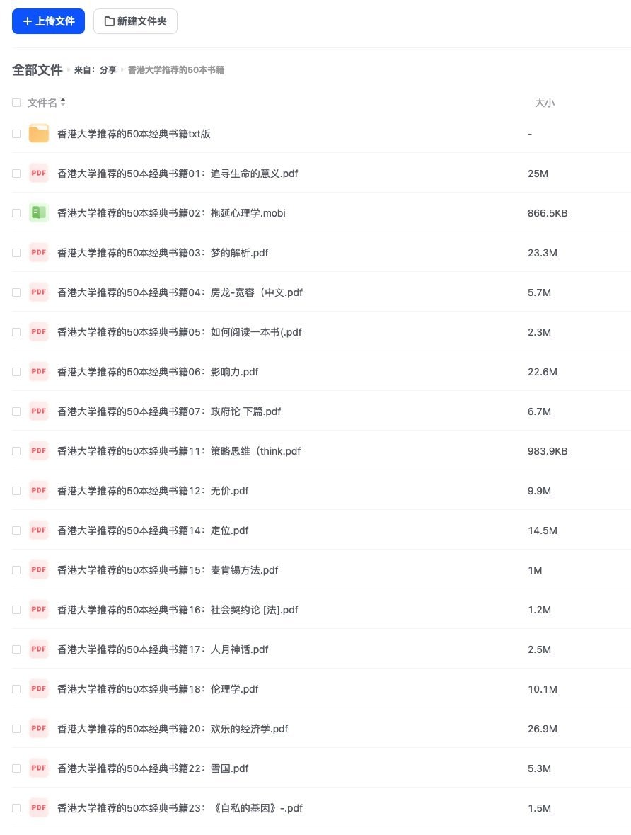 《香港大学推荐的50本经典书籍》读过一定会有很大收获[pdf]