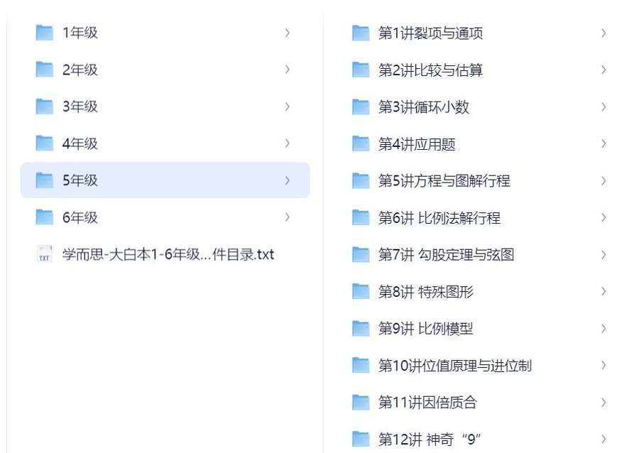 学而思大白本小学1-6年级全套资料（含视频讲解）