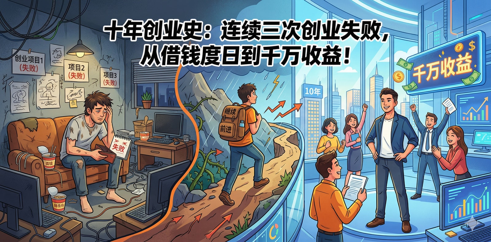 十年创业史，从借钱度日到千万收益